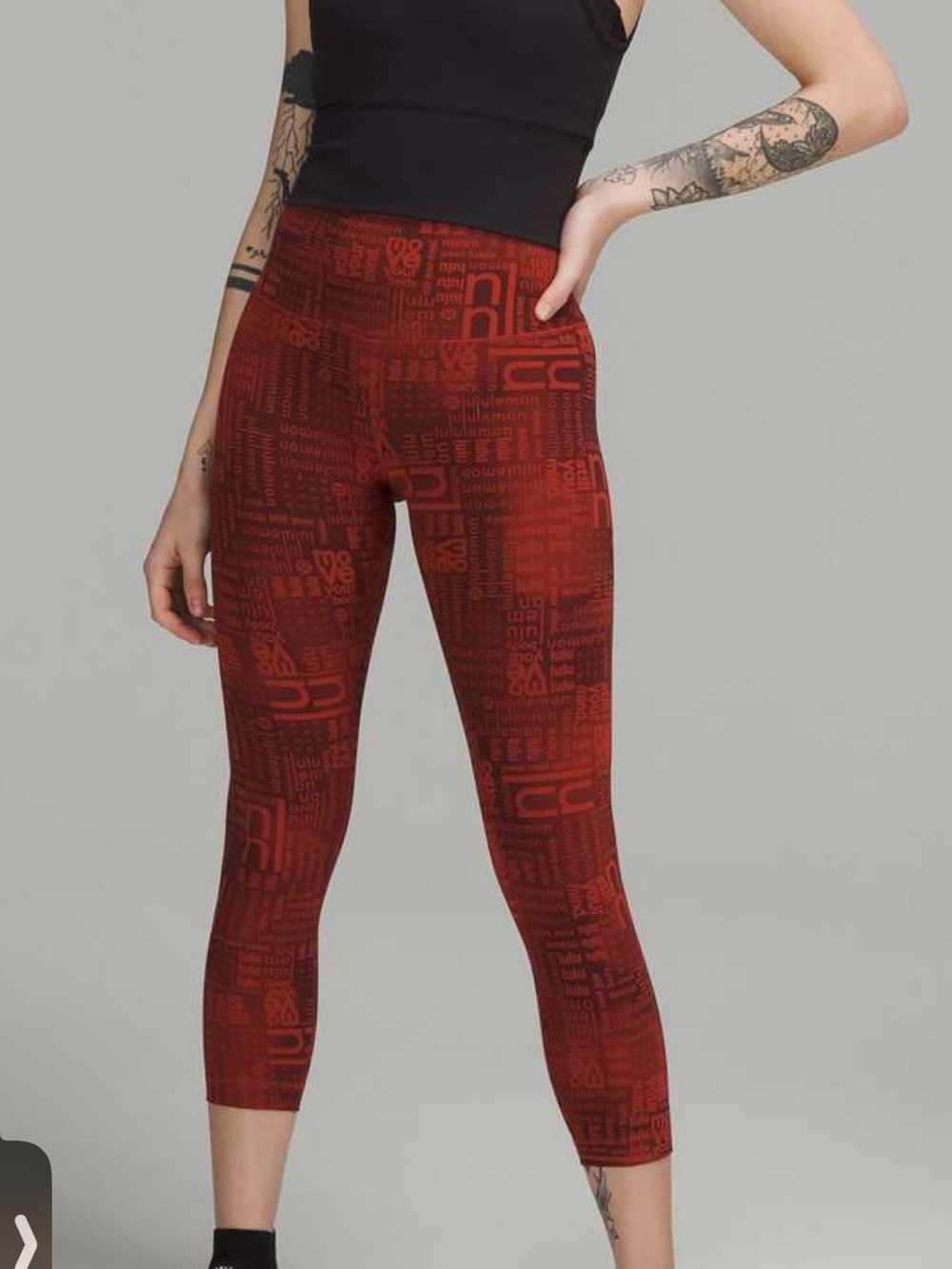 LULULEMON High-Rise Printed logo Leggings - Red rust! NWOT! Size 0